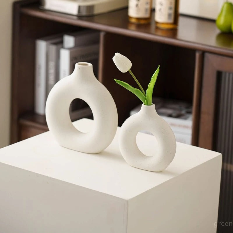 Imitation Ceramic Pure White Plastic Vase