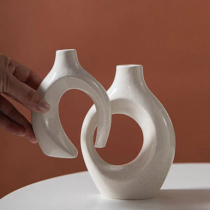 Snuggling Ceramic Vase & Candlestick