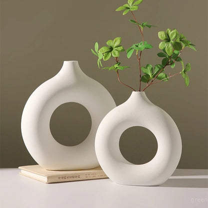 Imitation Ceramic Pure White Plastic Vase